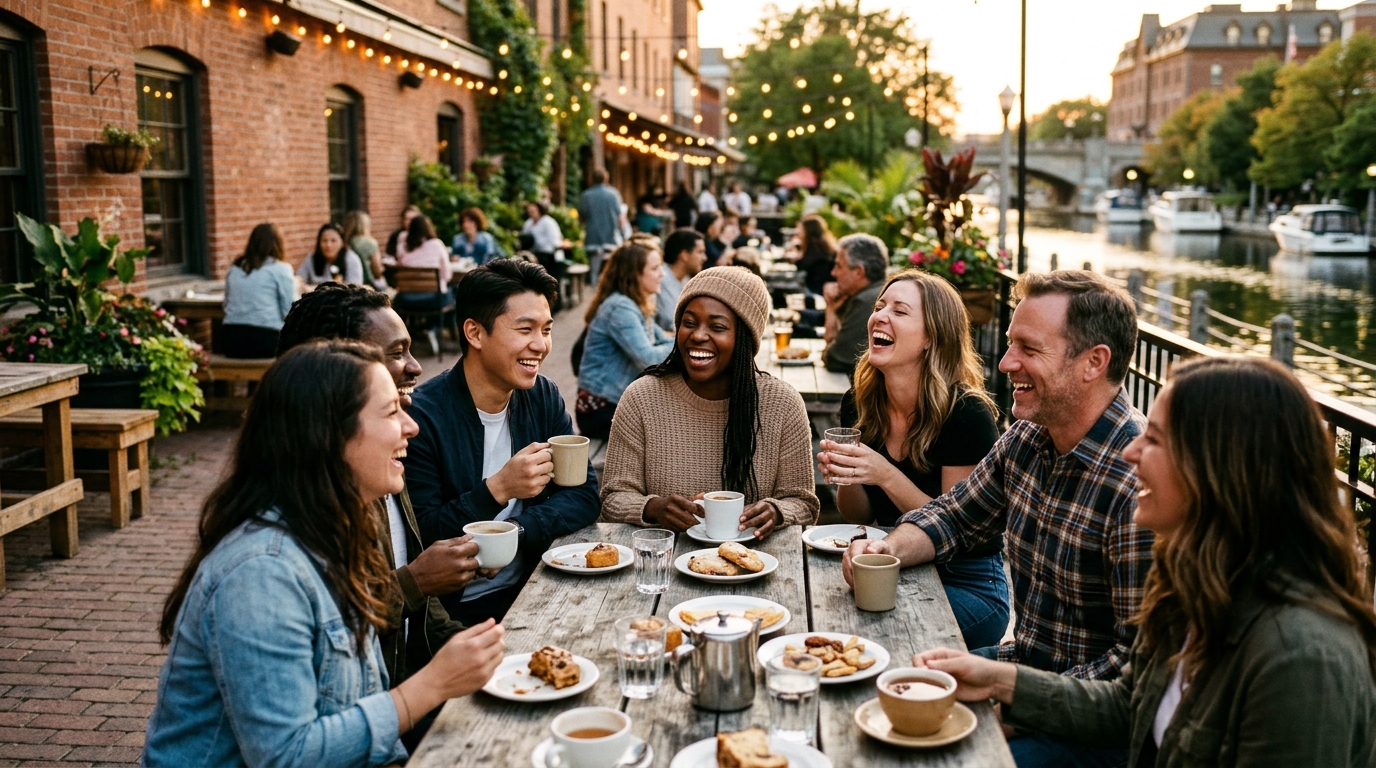 Ottawa neighbors sharing food and conversation at a community gathering